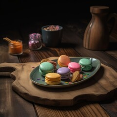 Obraz na płótnie Canvas A centered shot of Pastel Macaroon dessert ai generative illustration