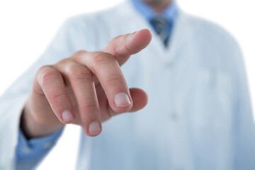 Doctor touching transparent interface
