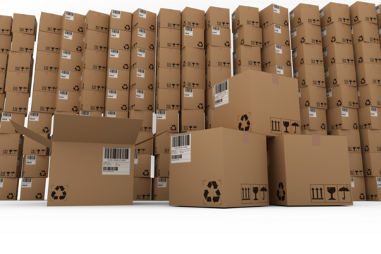 Arranged cardboard boxes