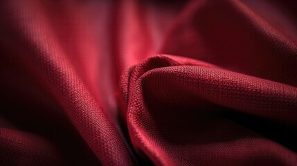 Red cotton fabric canvas texture background. Generative AI