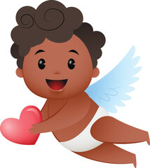 Baby angel carrying heart icon