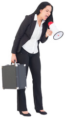 Fototapeta premium Businesswoman with box over head