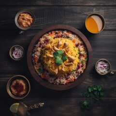 A centered shot of a Biryani dish ai generative illustration