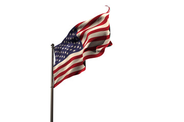 Low angle view of American flag on metal pole
