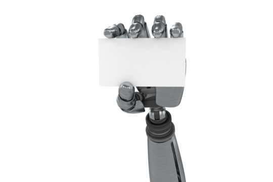 Digitally generated image of chrome hand with placard