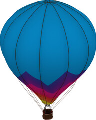 Blue hot air balloon against white backgorund