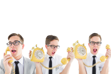 Nerdy businessman with phone