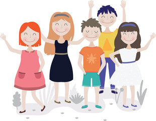 Fototapeta premium Illustration of childrens dancing