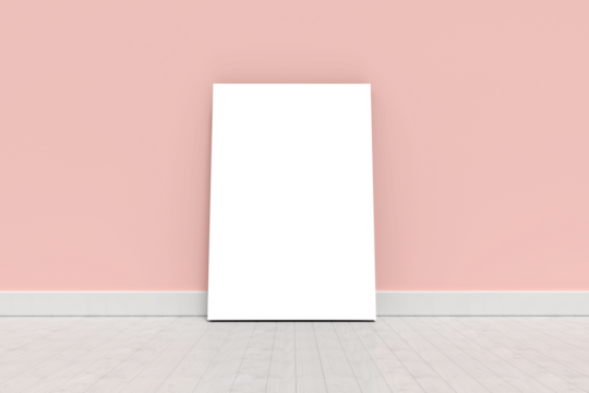 Blank whiteboard leaning on wall 