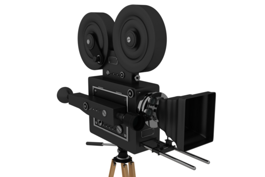 Close-up of flim camera with tripod