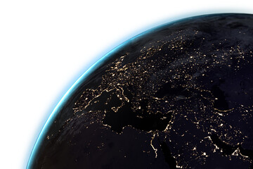 Illuminated earth seen from space