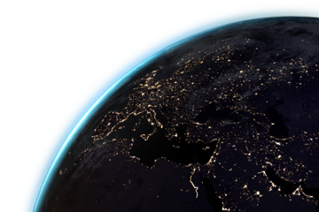 Illuminated earth seen from space