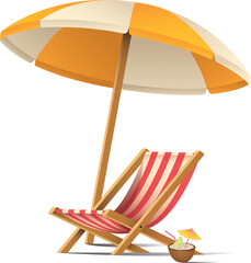 Beach chair and umbrella icon