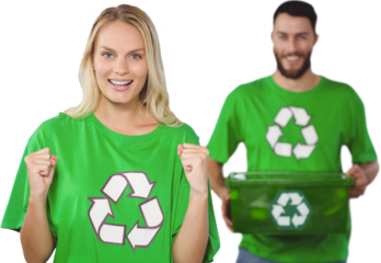 Portrait of happy woman cheering 