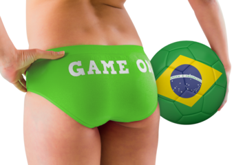 Fit girl holding brasil ball