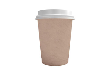 Brown cup over white background