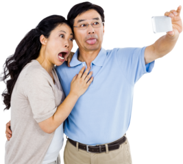 Man and woman taking a picture