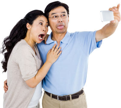 Man and woman taking a picture