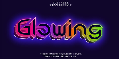 Obraz premium Glowing text effect, editable neon and shine text style