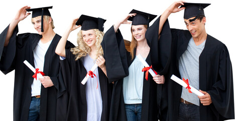Group of teenagers celebrating after Graduation
