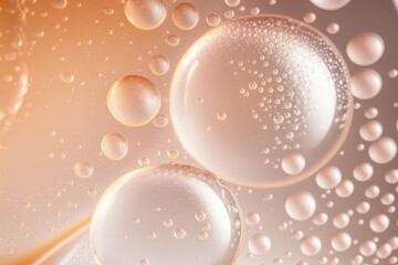 Clear liquid cosmetic product. Gel texture with bubbles, skin care prodict. AI generated