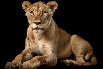 Fototapeta na wymiar Beautiful lioness close-up, studio shot. AI generated, human enhanced