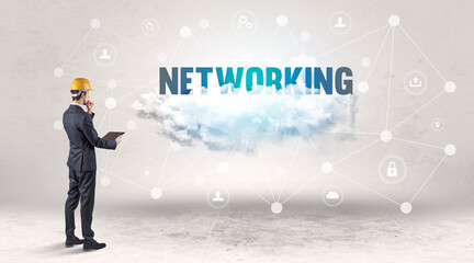 Engineer working on a social media concept