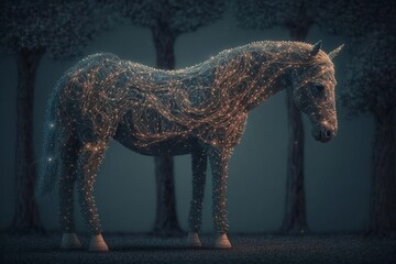 Beautiful and abstract surreal, lacy horse concept, horse statue. generative ai.