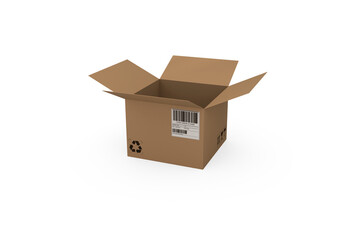 3D image of open courier cardboard box