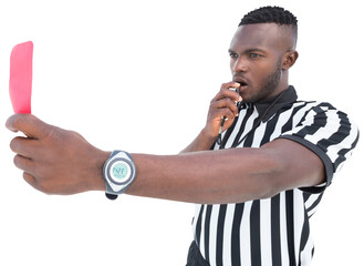 Referee holding red card