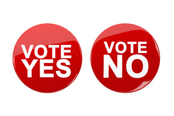 Red election badge against white background