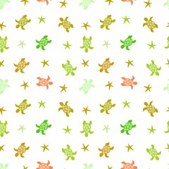 Animals cartoon seamless turtle and water ocean waves pattern for wrapping paper and linens and fabrics