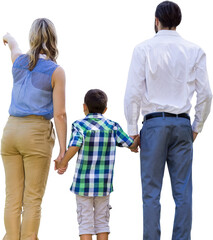 Family holding hands while standing