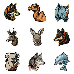 Animals Flat Icon Set Isolated On White Background