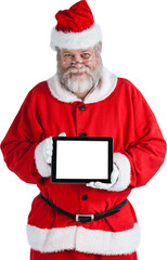 Portrait of cheerful Santa Claus showing digital tablet