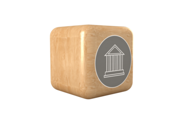 Graphic image of house icon on brown cube