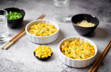 Korean cheese corn. traditional asian food