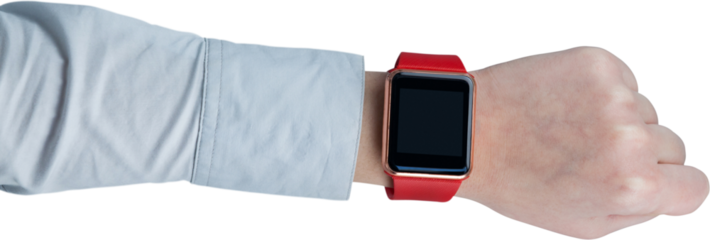 Cropped image of man wearing smart watch