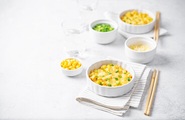 Korean cheese corn. traditional asian food