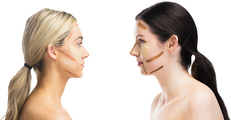 Portrait of women with contouring makeup