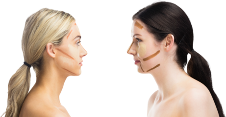 Portrait of women with contouring makeup