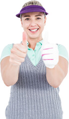 Pretty blonde showing thumbs up