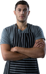 Obraz premium Male waiter standing with arms crossed