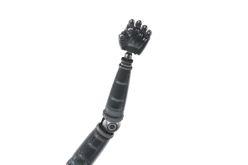 Gordijnen Robot hand showing clenching fist  © vectorfusionart