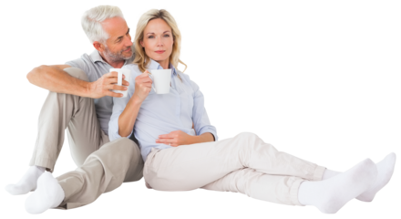 Couple relaxing while drinking coffee