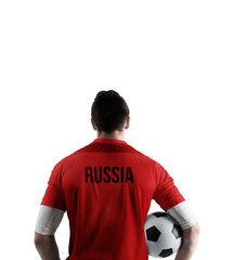 Fototapeta premium Russia football player holding ball