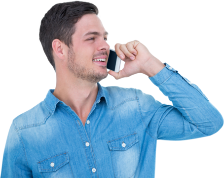 Handsome man talking on smart phone