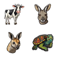 Animals Flat Icon Set Isolated On White Background