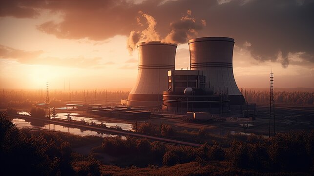 Nuclear Power Plant: Advanced Energy Production In 8K Created With Generative Ai Technology