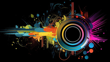 Sound Multimedia Soundsystem abstrakt bunt im 16:9 Format. Generative Ai.